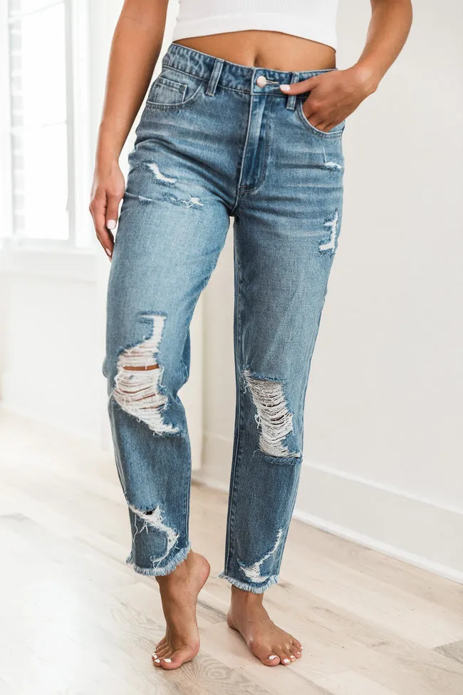 Priscilla Distressed Girlfriend Medium Wash Jeans FINAL SALE