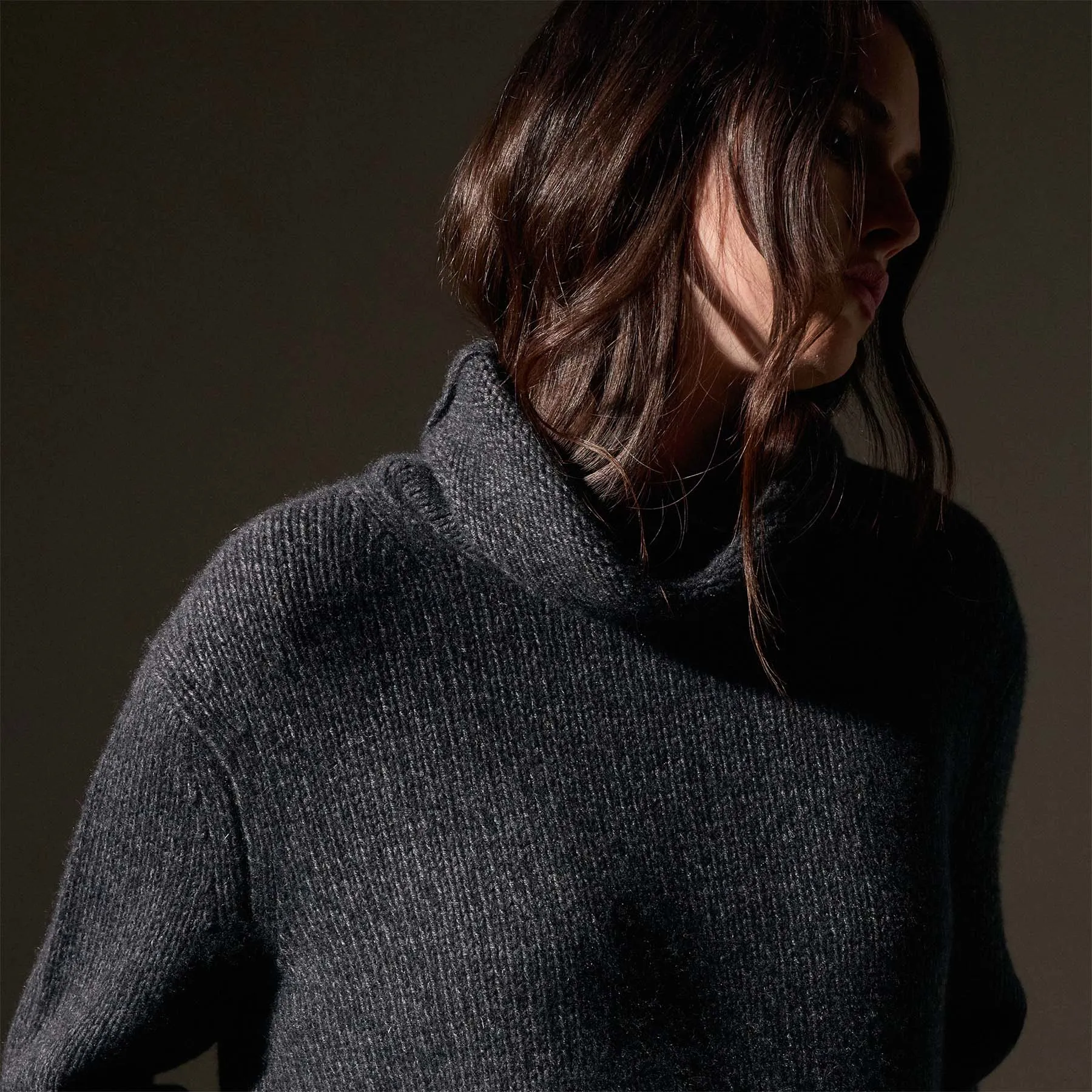 Recycled Cashmere Pullover - Charcoal Marl