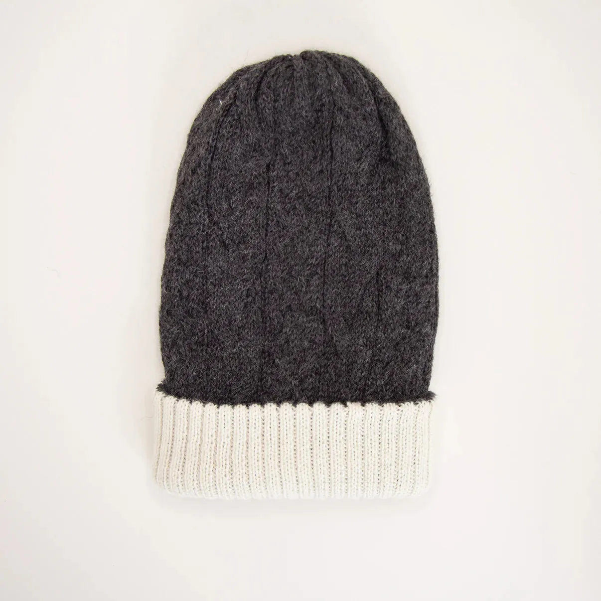 Sacred Warmth - Reversible Beanie - Dark Grey & White