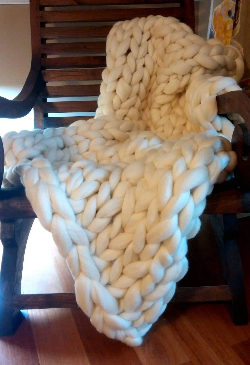 SALE TODAY ONLY!  Chunky Knit Blanket, Chunky Knit Merino Wool Blanket Large 40" x 60" Throw Blanket, Giant Knit Blanket, Weighted Blanket