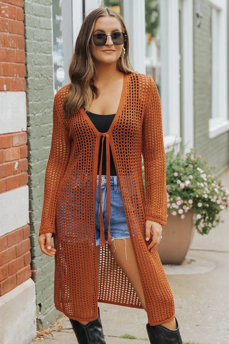 Sienna Open Front Fishnet Cardigan - DOORBUSTER