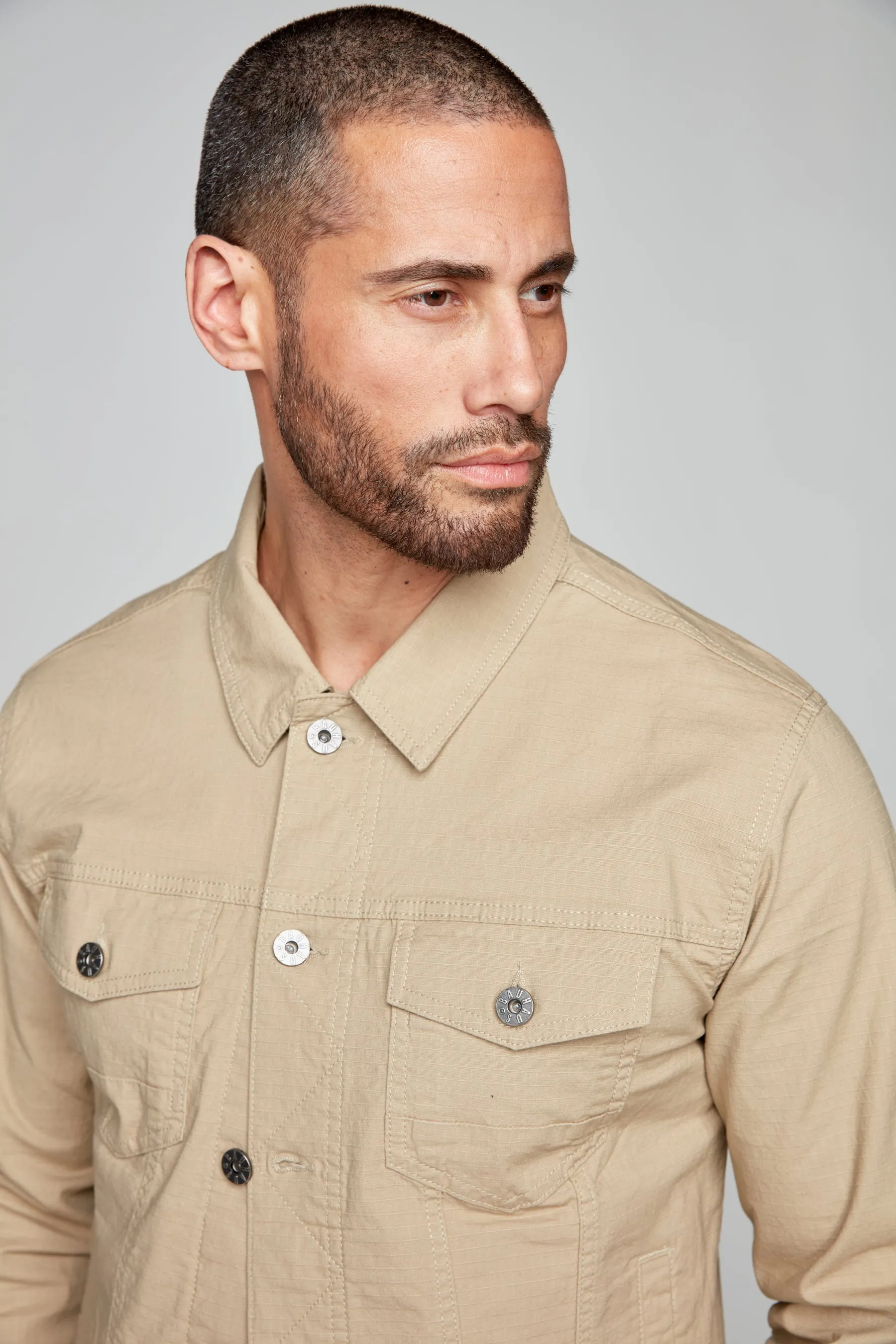 Slim Fit Classic Ripstop Trucker Jacket - Tan