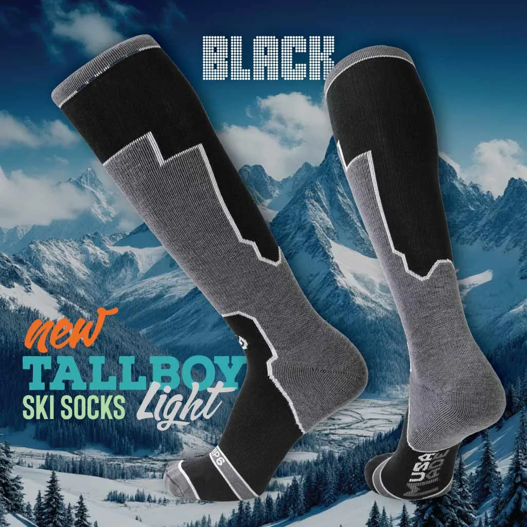 Tallboy Light Black Ski Sock