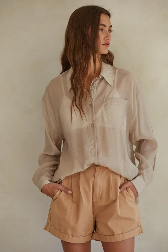 The Harper Button Up Shirt - Taupe