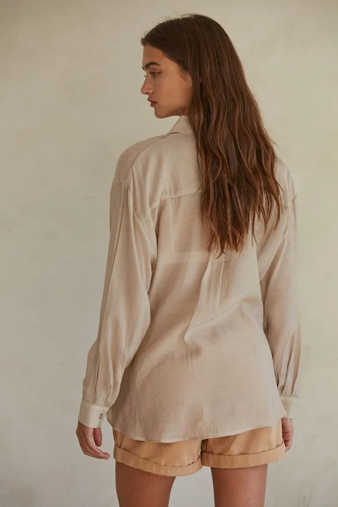 The Harper Button Up Shirt - Taupe