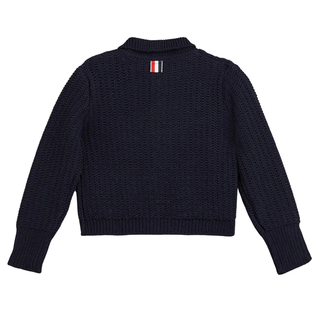 Thom Browne Kids Chunky Knit Button Up Cardigan