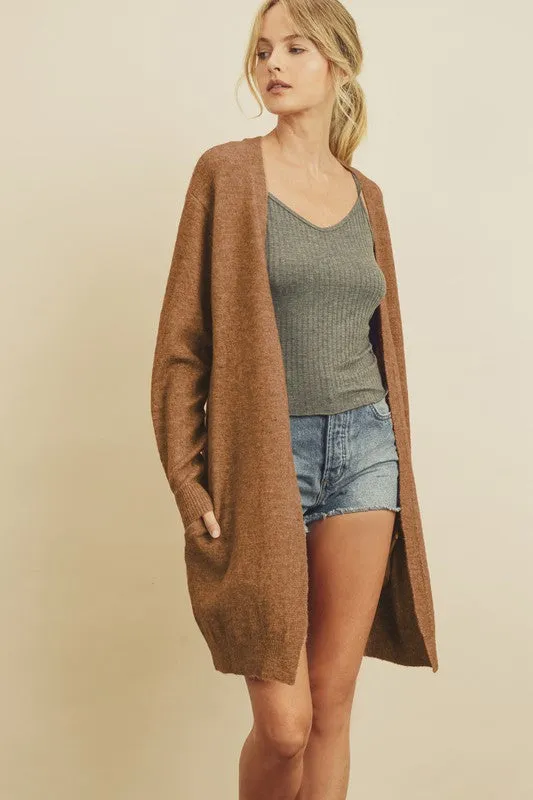 Toffee Soft Knit Open Front Cardigan - ALL SALES FINAL