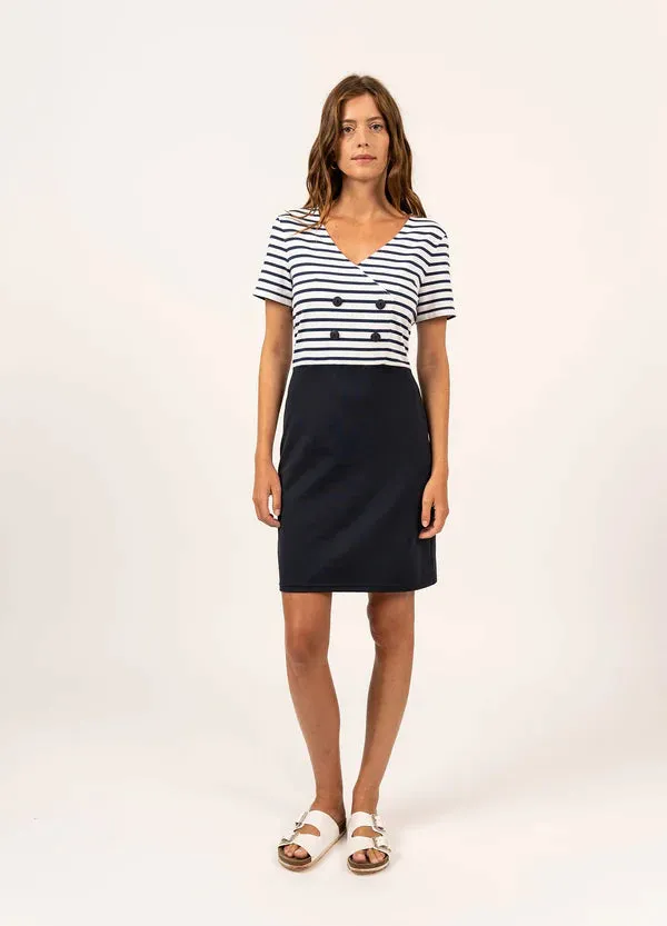 Tourlaville Dress in Navy/White Stripes