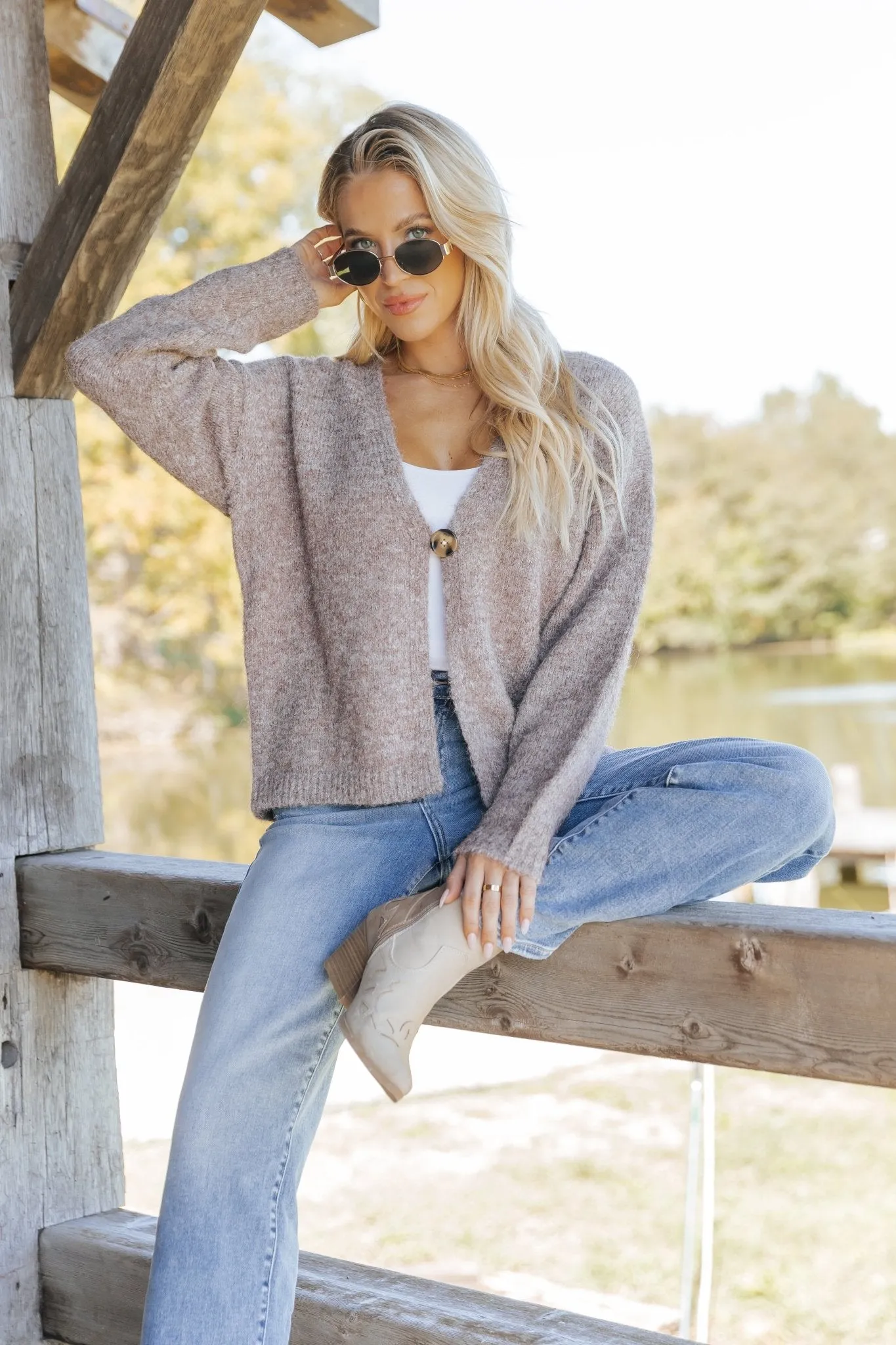 Ultra Brushed Sweater Cardigan - Light Mauve - FINAL SALE