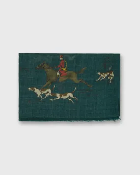 Wool/Cashmere Print Scarf in Green Foxhunt