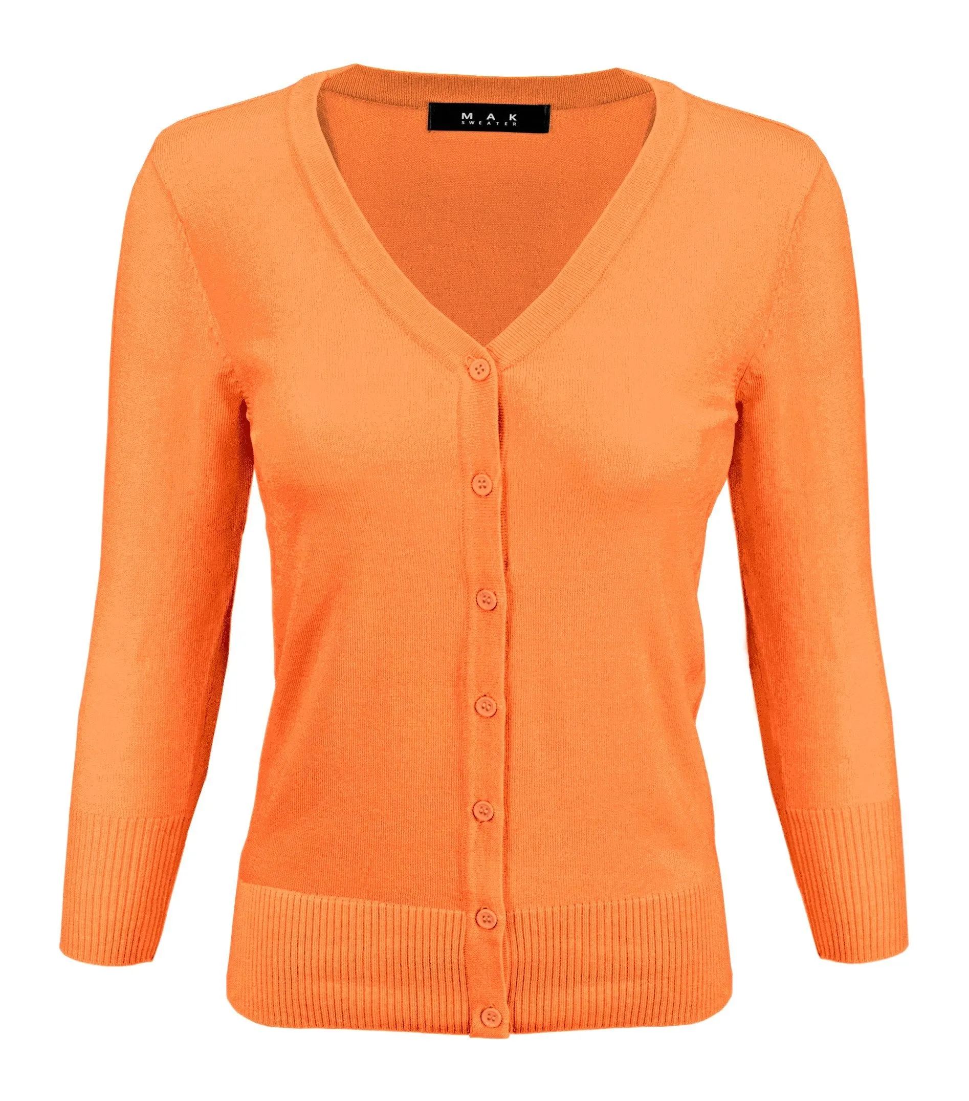 YEMAK Women's 3/4 Sleeve V-Neck Button Down Cardigan Sweater CO078 (S-L) Color Option (2 of 2)